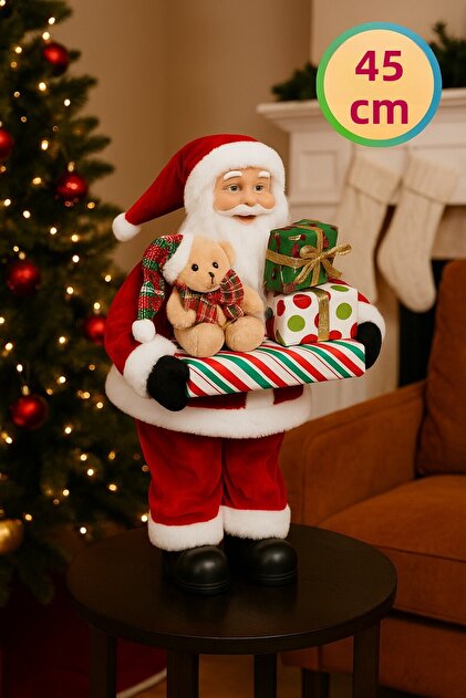 Santa Claus Carrying Gifts Decorative Figurine New Year Home Office Ornament Figure 45 cm