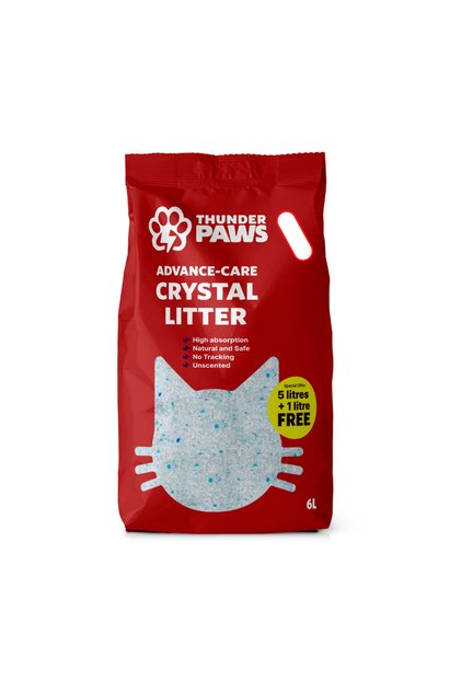 Thunder Paws Advance Care Non-Clumping Crystal Unscented Cat Litter 5+1 Liter FREE