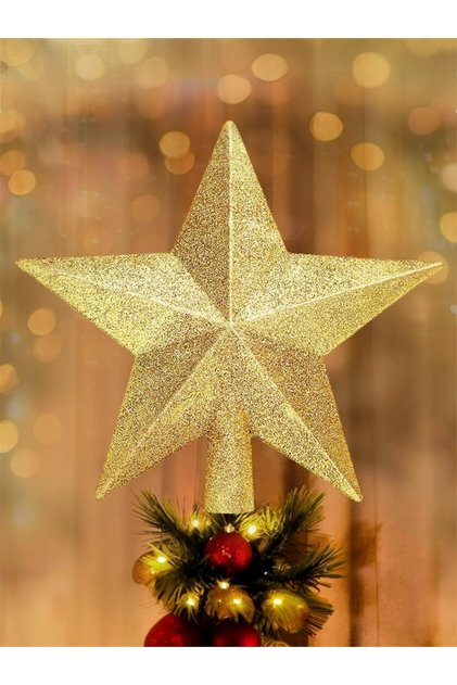 Christmas Tree Star, 20 cm Peak Star, Pine Tree Ornament, Star Ornament Gold