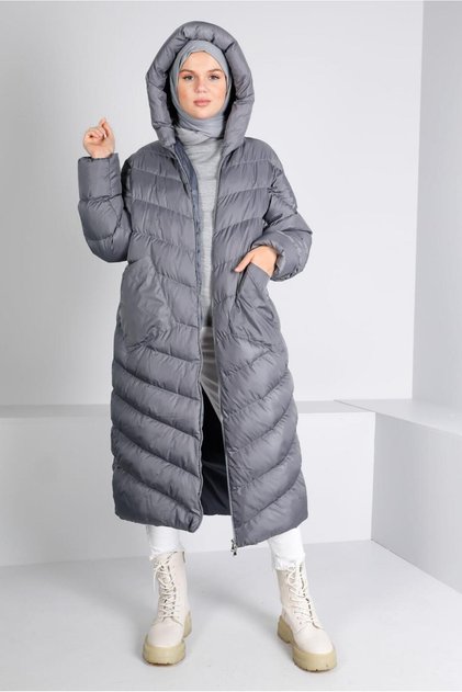 Hooded Zippered Inflatable Coat 90390
