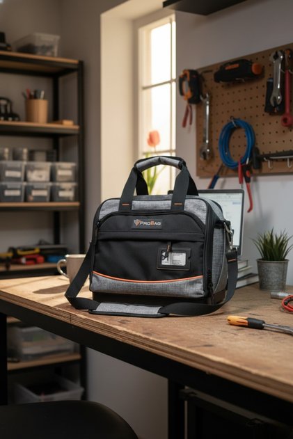 28 Compartments Professional Tool Bag | Fully Openable Waterproof | Hard Plastic Base | Tool Bag