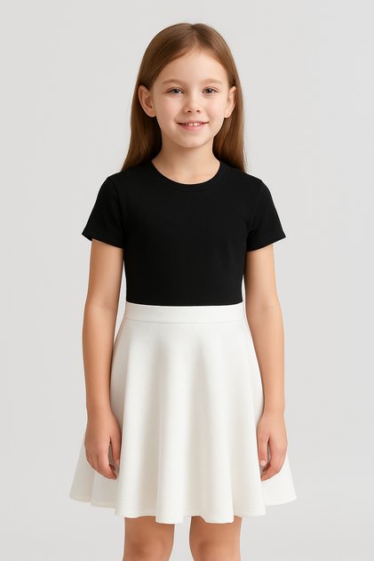 Double White Straight Skirt