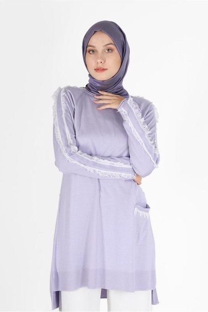 POCKET DETAIL TASSELED KNITWEAR TUNIC 42030