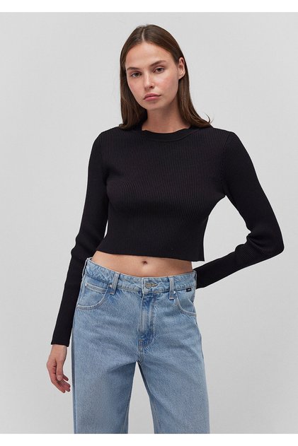 Crew Neck Black Sweater Fitted / Fitted Cut 1710518 -900