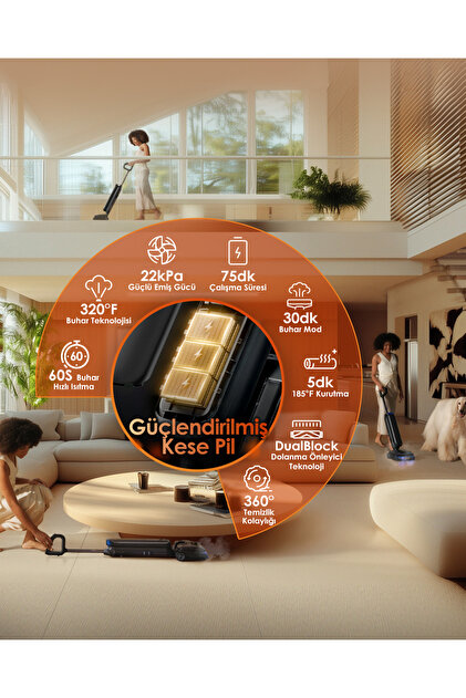 Tineco Floor One S9 Artist Steam Kablosuz Buharlı Akıllı Islak