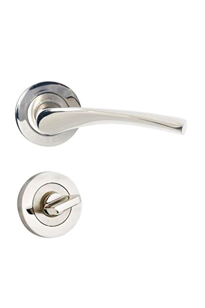 Mina Nickel Satin Rosette Door Handle Aluminum WC