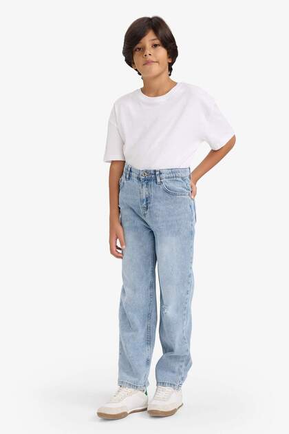 Loose Fit Distressed Straight Leg Jeans Boys G3069A825WN