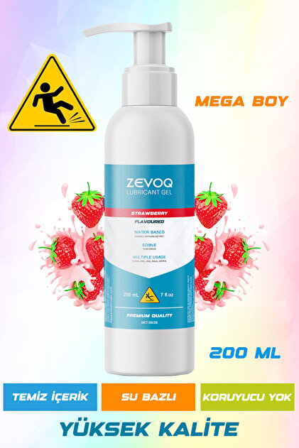 Zevoq Çilekli Kayganlaştırıcı Jel 200ml Su Bazlı Yenilebilir Mega