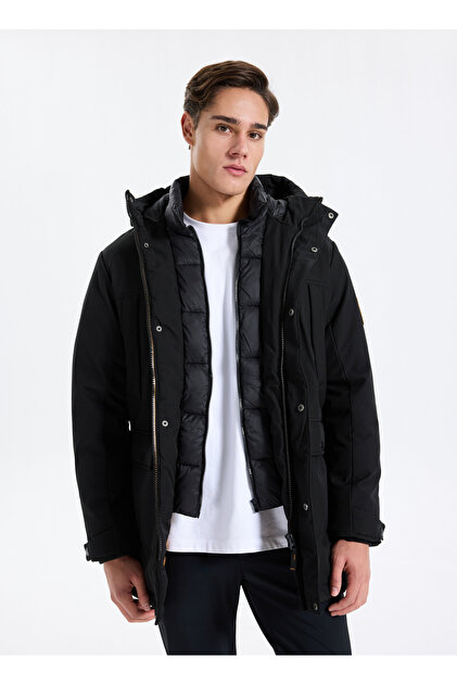 Jack & Jones Siyah Erkek Mont 12279243_JJFINN SOFTSHELL PARKA
