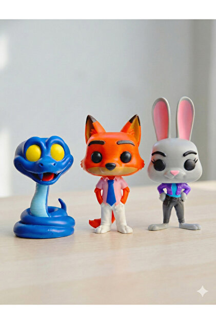 Lucky Star エクストラマーベディフィギュア 2体セット　③ DEK Zootropolis 2 Filmi 3'lü Figür Seti: Judy, Nick ve Mavi Yılan