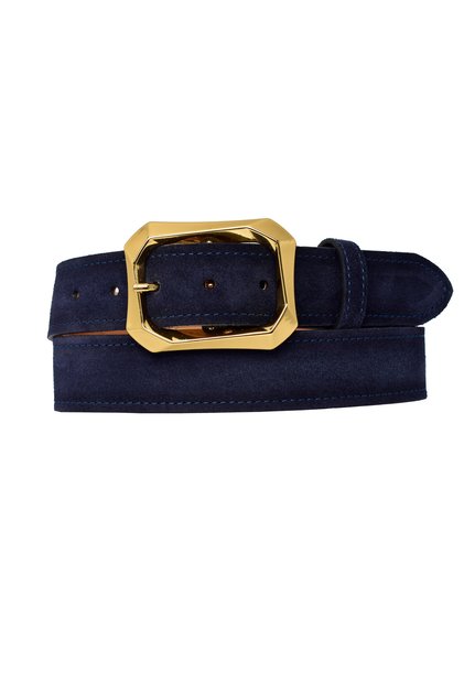 100% Genuine Leather, 4 cm Suede Navy Blue Women's Belt with Gold Color Buckle; Jeans, Sports Belt=Suede.08.Navy Blue