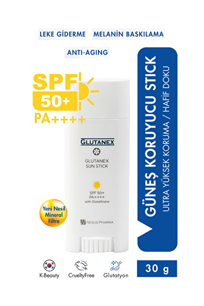 glutanex tab glutathione by nexus pharma made in korea GLUTANEX Sunstick Spf50+ Pa++++ 30 Gr – Anti-Blemish Stick Sunscreen with  Glutathione- Trendyol