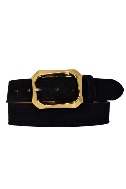100% Genuine Leather, 4 cm Suede Black Women's Belt with Gold Color Buckle; Jeans, Sports Belt=Suede.08.Black