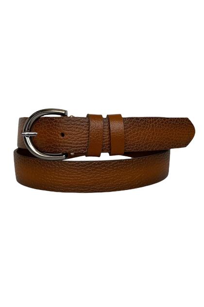 100% Genuine Leather Nickel Buckle Tan Printed Thin Women's Belt, 3cm=3cm-kdn-03
