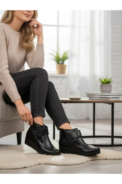 Women's Black Comfort Full Orthopedic Mother Boots