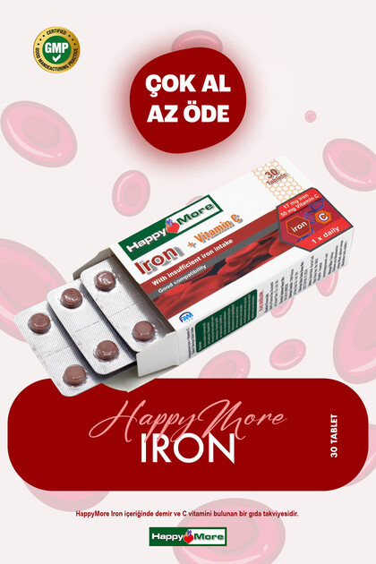 Iron and Vitamin C - 30 Tablets Food Supplement