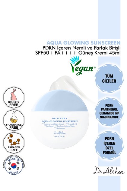 PDRN İçeren Nemli ve Parlak Bitişli Aqua Glowing Güneş Kremi Spf50+ Pa++++ 50ml