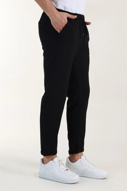 Diagonal Fabric Slimfit Comfortable Fit Double Leg Men's Trousers with Back Pockets