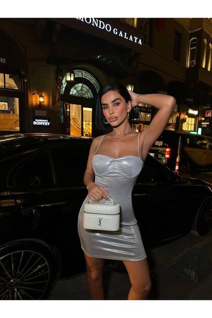 Kadın Silver Mini Glooss Elbise