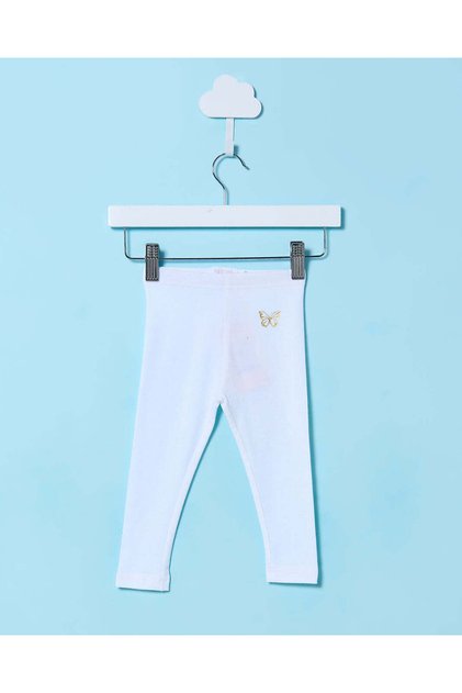 Infant Girls White Butterfly Trim Leggings
