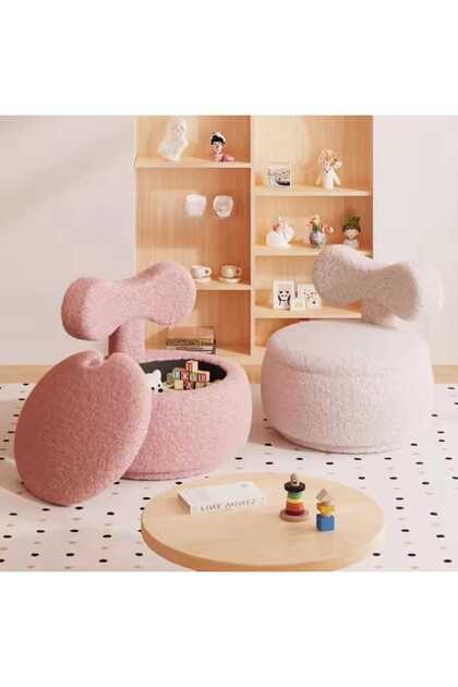 Women's makeup chair, wooden, upholstered in fur