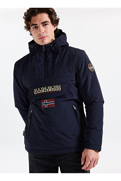 Napapijri NP0A4GMD1761-RAINFOREST POCKET 2 Mavi Düz Erkek Mont