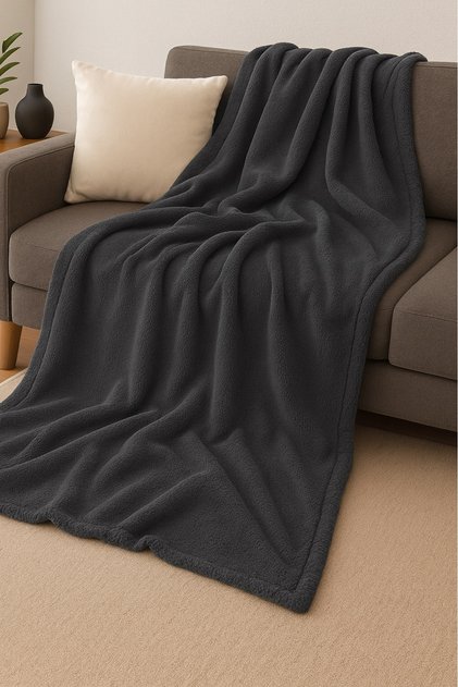 Dark Gray Fleece Tv Blanket 100X180 cm Single Plush Tv Blanket