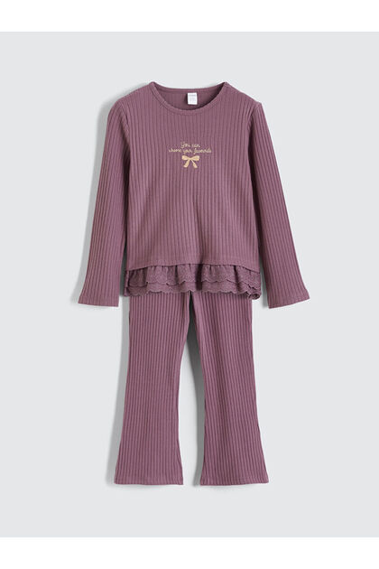 Crew Neck Girls' T-Shirt and Tights