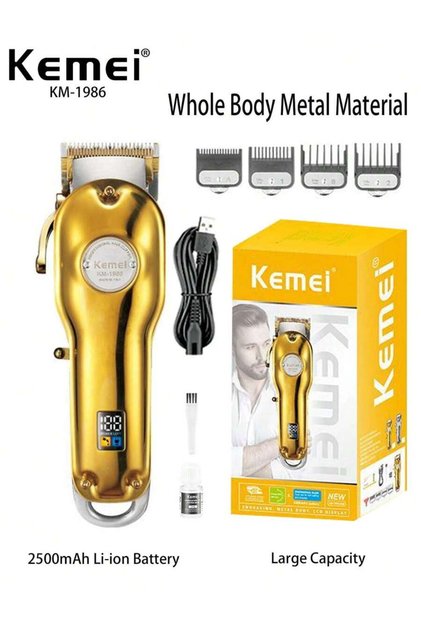KM-1986 Professional All-Metal Cordless USB Rechargeable Hair Clipper