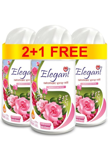 Elegant Automatic Spray Refill – Moroccan Rose – 250ML – Pack of 3 – Air Freshener Refill