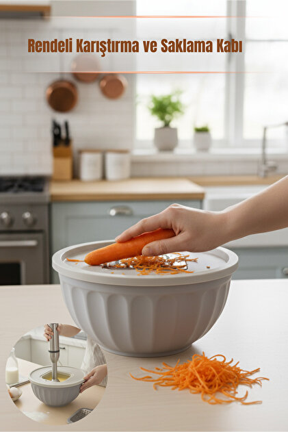 Grey Grater Mixing Bowl Storage Container and Mixer Bowl