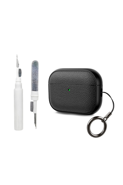 For AirPods Pro 3 Case 2025,Tree Texture Soft TPU Airpods Case,with Hand Strap Cleaner Pen,Black