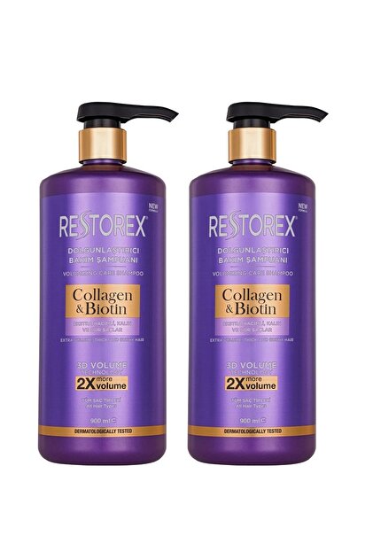 ブラックナチュラルMEGA MOIST HAIR REPAIR 2本セット Restorex Collagen Biotin Dolgunlaştırıcı Bakım Şampuanı 900 ml 2