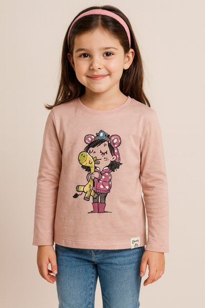 Girl's Transitional Printed Cotton Long Sleeve Bodysuit