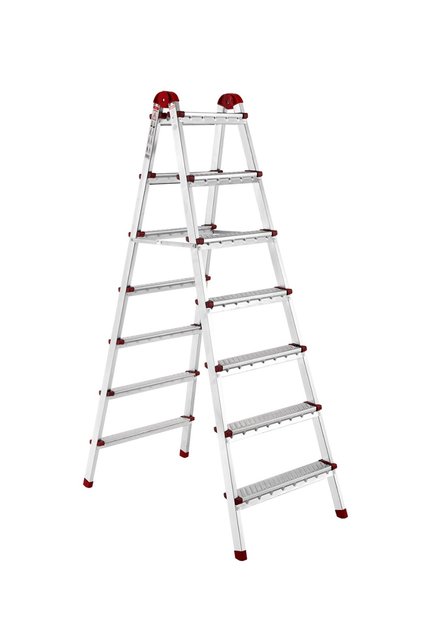 Çift Çıkışlı Katlanabilir Ev Tipi Merdiven 7+7 Basamak | Galvaniz Kaplama Profil Merdiven, 150 kg taşıma kapasitesi