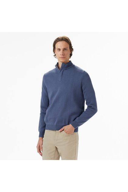 Erkek Mavi Classic Fit Kazak