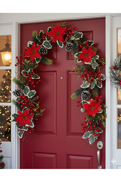 180 cm Berryli Pinecone and Flower Christmas Garland – Luxurious Decorative Ornament for Doors, Walls, and Tabletops
