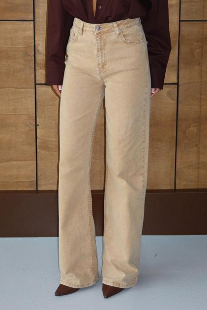 7869 croi larg pe picior Pantaloni de damă Rose cu imprimeu Jean
