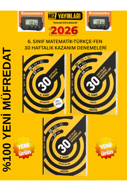 Hız Yayınları 2026 6.SINIF MATEMATİK-TÜRKÇE-FEN 30 HAFTALIK