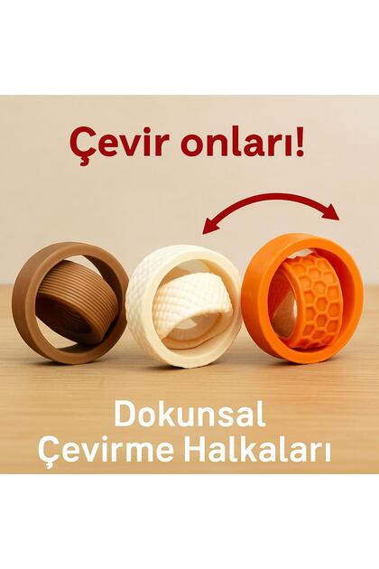 3’lü Dokunsal Jiroskopik Stres Çarkı Halkaları – Fidget Stres Giderici Oyuncak