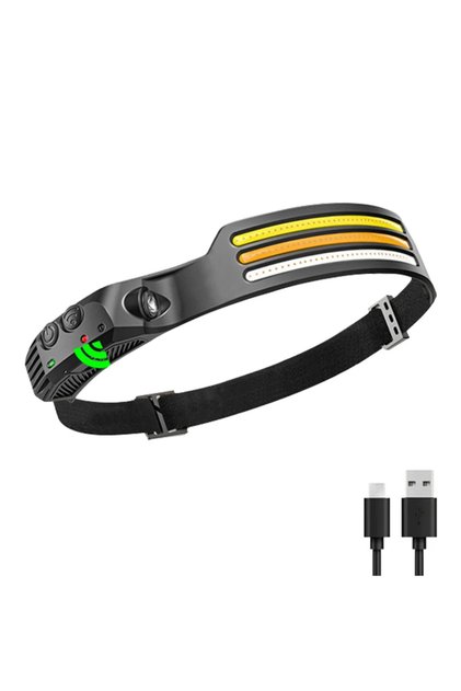 1PCS Rechargeable COB LED Induction Headlamp with Built-in Battery 10Mode Sensor Head Flashlight Out