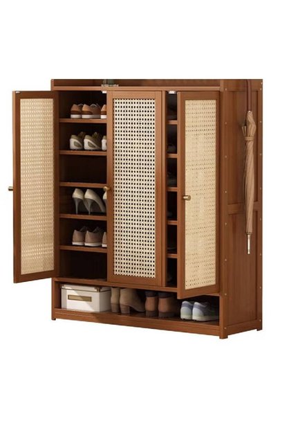 Large Capacity Entryway Storage Rattan Dustproof Shoe Cabinet