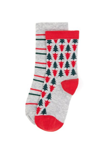 Girls' Red Christmas-Themed 2-Piece Socks 50318078-VR030