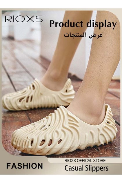 Men's Summer Casual Holey Shoes Soft Beach Slippers Non-Slip Foam Runners Comfort Outdoor Indoor San