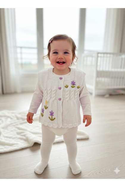 🌼 El Örgüsü GÖZ NURU Desenli Bebek Yeleği