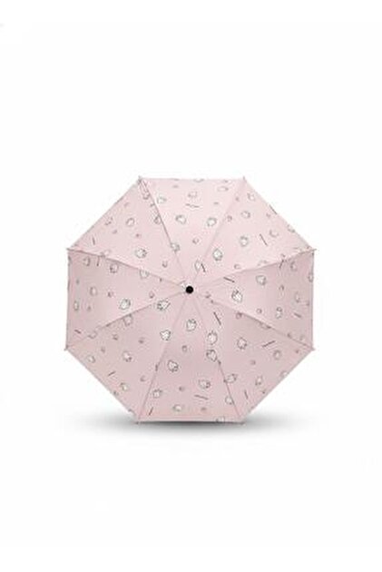 Libra Sevimli Çilek Baskılı Kompakt Şemsiye - Çantanıza Sığan