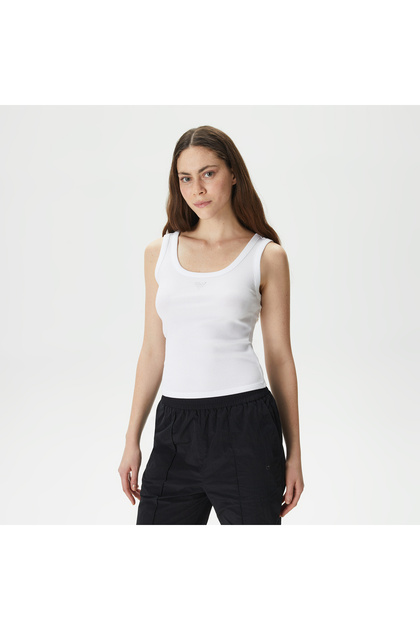 Beyaz Kadın Bisiklet Yaka Slim Fit Büstiyer W3YP68KA0H1-G011