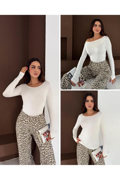 Women's Boat Neck Finger-Looped Long Sleeve Full Stretch Fabric Cotton Viscose Buzzy Body T-Shirt