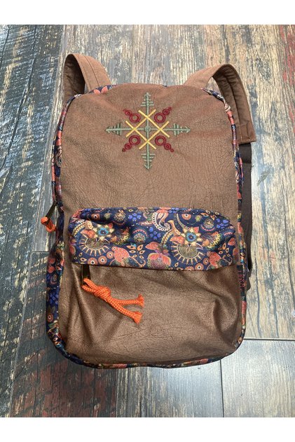 Nubi Ethnic Authentic Patterned Embroidery Backpack Bohemian Backpack Daily Use Travel