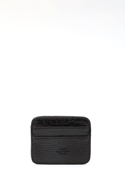 Kahve Rengi Shk181 Kroko Suni Deri, 4 Kartlık ve Para Bölmeli, Unisex Kartlık